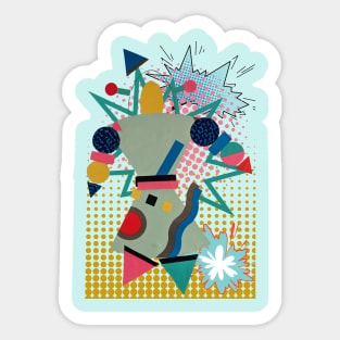 ROBOTS - MZ ROBOT ZAP AQUA Memphis Post Modern Pop Style. Sticker